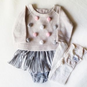 Dior Tights & NWT Cat & Jack Sweater, Skirt &Diape